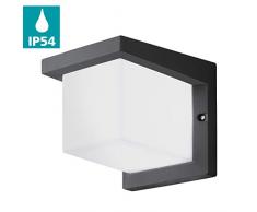 EGLO LED Außen-Wandlampe Desella 1, 1 flammige Außenleuchte, Wandleuchte aus Aluguss und Kunststoff, Farbe: Anthrazit, weiß, IP54