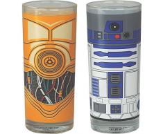 Lasgo Star Wars Trinkgläser, Glas, Mehrfarbig, 6,5cm x 6,5cm x 15cm