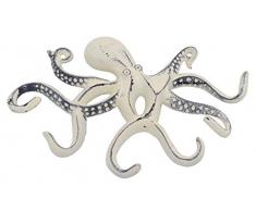 The Metal Magician Swimming Octopus Schlüsselhaken, antiker Look, altantik, Vintage-Haken, Meeresmotive 10x6.1/2 Altweiß