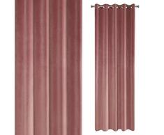 Eurofirany Samt Vorhang Velvet Rosa Dunkelrosa Einfarbig Glatt 10 Ösen 290g/m2 140x250cm 1 STK. Flauschig Weich Modern Klassisch Wohnzimmer Schlafzimmer