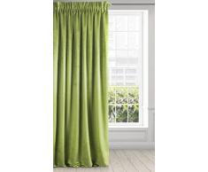 Eurofirany Vorhang Samt Velvet Schimmernd Gardine - Kräuselband Weich Schlafzimmer Wohnzimmer Lounge Edel, Stoff, Olvigrün, 140x270 cm