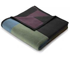 biederlack kuschelige Wolldecke-Karierte Kuscheldecke Lana Color-Quader aus Wolle Farben-Wohndecke 150x200 cm-Made in Germany-Öko-Tex Standard 100, bunt: schwarz, grün, blau, orange, violett