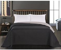 DecoKing 15230 Tagesdecke 260 x 280 cm schwarz Stahl Silber anthrazit grau Bettüberwurf zweiseitig Steppung Black Silver Paul