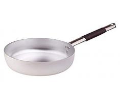 Pentole Agnelli Pfanne gerade Bratpfanne, aus Aluminium, Dicke 3 mm, mit Rohrstiel in Edelstahl Cool, Silber 20 cm Silber/schwarz