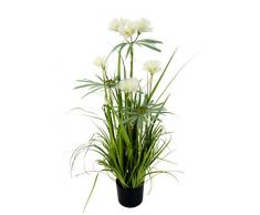 Flair Flower Papyrusgras im Topf, Papyrus Busch, Kunst, Zimmerpflanzen, Ufer, Feder, Seidenblumen, Dekogras, Gras, Kunstgras, künstliche Pflanzen, Solitärgras, Ziergras, Dekopflanze, weiß, 93x40x40 cm