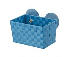 WENKO 20377100 Static-Loc Aufbewahrungskorb Fermo Petrol - Badkorb, Befestigen ohne bohren, Kunststoff - Polypropylen, 20.5 x 14.5 x 14 cm, Petrol