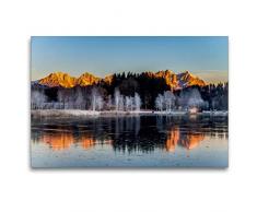 Premium Textil-Leinwand 120 x 80 cm Quer-Format Morgenfrost am Schwarzsee vor dem Wilden KAiser | Wandbild, HD-Bild auf Keilrahmen, Fertigbild auf hochwertigem Vlies, Leinwanddruck von Peter Überall