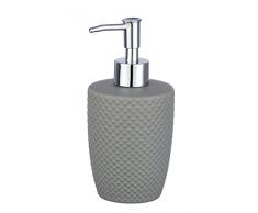 WENKO Seifenspender Punto - Flüssigseifen-Spender, Spülmittel-Spender Fassungsvermögen: 0,38 l, Keramik, 8,5 x 17,5 x 8,5 cm, grau
