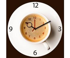 Wanduhr aus Glas für die Küche, Its Coffee Time, Kaffeetasse, braun, 30x30 cm von Eurographics