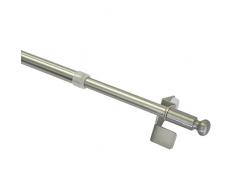 GARDINIA Klemmstange, Ausdrehbar, Montage ohne Schrauben und Bohren, Press&Go Filigrano Kugel, Durchmesser 8/10 mm, Länge 30-50 cm, Metall, Edelstahl-Optik