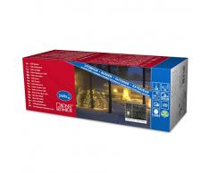 Konstsmide 4323-100 LED Lichternetz / für Außen (IP44) / 24V Außentrafo / 160 warm weiße Dioden / grünes Kabel