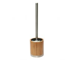 axentia Toilettenbürste mit Toilettenbürstenhalter Bonja aus Edelstahl & Bambus - WC-Garnitur mit WC-Bürste ohne Bohren - Design-Klobürste & Klobürstenhalter, Reinigungsbürste wechselbarer Bürstenkopf