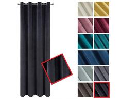 Eurofirany Samt Vorhang Velvet Grafit Einfarbig Glatt 8 Ösen 1 Stk. Flauschig Weich Modern Edel Klassisch Wohnzimmer Schlafzimmer Lounge, 140X250 cm
