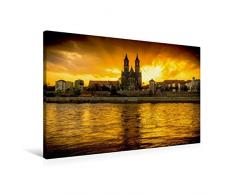 Premium Textil-Leinwand 90 x 60 cm Quer-Format Sundown an der Elbe | Wandbild, HD-Bild auf Keilrahmen, Fertigbild auf hochwertigem Vlies, Leinwanddruck von Lars Frohmüller