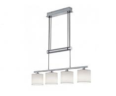 Trio Leuchten Jojo Pendelleuchte Garda, 305400401 Nickel matt, E14, Stoffschirm Weiß, 13.5 x 77 x 150cm