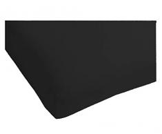 Heckett Lane 100% Baumwolle Perkal Spannlaken Topper 90x200+12 cm. Jet Black