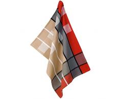 kela Geschirrtuch Tabea Cups im Karodesign 50x70cm aus Baumwolle, Rot/Grau/Taupe, 50 x 70 x 1 cm