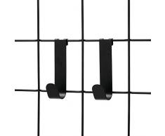 iDesign Wandhaken für modulares System, kleine Metallhaken für Organizer in Büro, Küche und Bad, 2er-Set Wandgitter-Haken für Jacken, Tasche, Schals und Schmuck, mattschwarz