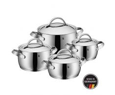 WMF Concento Topfset 4-teilig, Cromargan Edelstahl poliert, Töpfe mit Metalldeckel, Topf Induktion, Innenskalierung, Dampföffnung , unbeschichtet