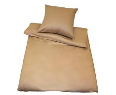 Kinzler B-10001/02 hochwertige Baumwoll-Satin Bettwäsche Uni, modern, 80x80 + 155x200 cm, beige