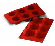 Silikomart 20.049.00.0065 SF049 Diamant große Backform, 6 Mulden, Silikon, Terrakotta