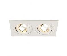 SLV LED Deckeneinbaustrahler NEW TRIA 155 I eckig, QPAR 51, GU10, double, CS, Clipfeder, schwarz, Einbauleuchte, Deckenstrahler, dreh- und schwenkbare Deckeneinbauleuchte, Indoor