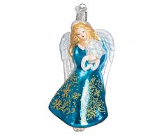 Old World Weihnachten Glas mundgeblasen Ornament mit S-Haken und Geschenk-Box, Angel Collection Glistening Snowflake Angel