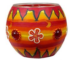 Himmlische Düfte Geschenkartikel GmbH Orange Star Windlicht, Glas, bunt, 11x11x9 cm