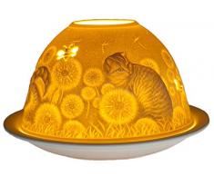Him Gatti Di Casa Dome Light Katzen-Haus Windlicht, Keramik, Weiß, 11 x 9 cm, Bianco, 11x11x9 cm