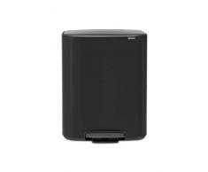Brabantia BO Treteimer Mülleimer, Stahl, Matt Black, 60L