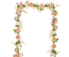 Artiflr Künstliche Pfingstrosen-Girlande, 1,8 m, Blumengirlande, Rosen-Blumenranke, mit gemischten Pfingstrosen Blumen und grünen Blättern für Hochzeit, Esstisch, Party-Dekoration