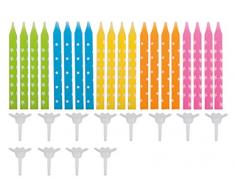 Rayher 31598999 Geburtstagskerzen, mit Halter, Farbl.sort., bunt