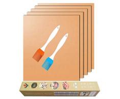 BBQ Grillmatten Set mit 5 100% Antihaftbeschichtung, PTFE Teflon Blech für Gasgrill, Holzkohle, Elektrogrill wie im Fernsehen gesehen, 39,9 x 33 cm