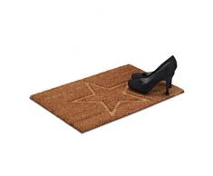 Relaxdays Fußmatte Stern aus Kokos, H x B x T: 1,5 x 60 x 40 cm, 3D, rutschfest, rechteckig, Kokosfaser, Gummi, natur