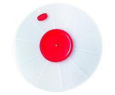 Dr. Oetker Spritzschutzdeckel Ø 30 cm, passt auf große und kleine Schüsseln, verhindert lästiges Spritzen des Teigs beim Mixen und Aufschlagen, (Farbe: weiß/rot), Menge: 1 Stück