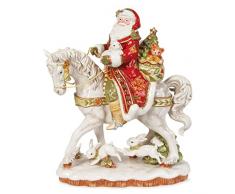 Fitz und Floyd 19–608 Damast Urlaub Santa auf Pferd Figur, Multicolor