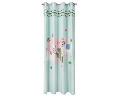 Design91 Vorhang Kindervorhang Pastell Bunt 8 Ösen Gardine Lama Süß Glatt Kinderzimmer Peppig Kinder Jungen Mädchen, Mint, 140X250cm