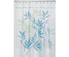InterDesign Leaves Duschvorhang | Designer Duschvorhang in der GröÃe 180,0 cm x 200,0 cm | schickes Duschvorhang Motiv mit Blättern | Polyester blau/grün