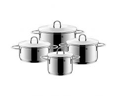 WMF Albaro Topfset 4-teilig, Cromargan Edelstahl poliert, Töpfe mit Metalldeckel, Induktionstöpfe, Topf Induktion, unbeschichtet
