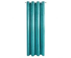 Eurofirany Vorhang Samt Velvet Schimmernd Gardine - 8 Ösen Weich Schlafzimmer Wohnzimmer Lounge Edel 1 Stück Einzeln, Stoff, Türkis, 140x250 cm