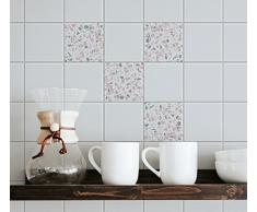 Plage 9 Fliesen Sticker TERRAZZO GRIS Rose, grau, 10x10cm