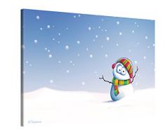 Picanova Premium Leinwanddruck 60x40 cm - Snowman - Kunstdruck Auf Leinwand Auf 2cm Holz-Keilrahmen Für Schlaf- Und Kinderzimmer Von TooshToosh - Kinder Kollektion