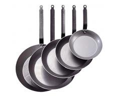DE BUYER 5110.50 Runde Lyonnaise Bratpfanne aus schwerem Eisenstahl 50 cm