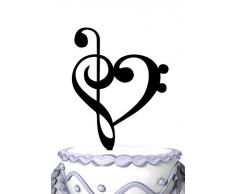 Meijiafei Music Note Silhouette Wedding Cake Topper Heart Gift