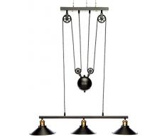 NAEV5 3Er Gegenzug Moderne Nostalgie Metall Pendelleuchte mit industriellem vintage Charme, altmessing, 120 x 22 x 92 cm