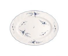Villeroy & Boch Vieux Luxembourg Ovale Servierplatte, 43 cm, Premium Porzellan, Weiß/Blau, Porcelain