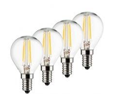 MÜLLER-LICHT 400197 A++, 4er-SET Retro-LED Lampe Miniglobe ersetzt 40 W, Glas, E14, weiß, 4.5 x 4.5 x 7.7 cm