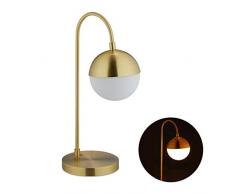 Relaxdays Tischlampe Kugel, modern, E14, Wohnzimmer & Schlafzimmer, Nachttischlampe Metall, Glas, HBT 50x29x18cm, Gold