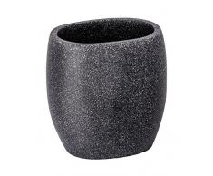 Wenko 22023100 Puro Anthrazit Zahnputzbecher-/ Zahnbürstenhalter, für Zahnbürste und Zahnpasta, 9,4 x 9,4 x 6,5 cm, Anthrazit