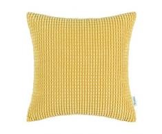 CaliTime Kissenbezüge Kissenhülle Kissenbezug Komfortabler Supersoft Cord Mais Gestreift Beidseitig Dekokissenbezug 50cm x 50cm Goldgelb